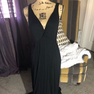 Floor length black sun dress w open back
